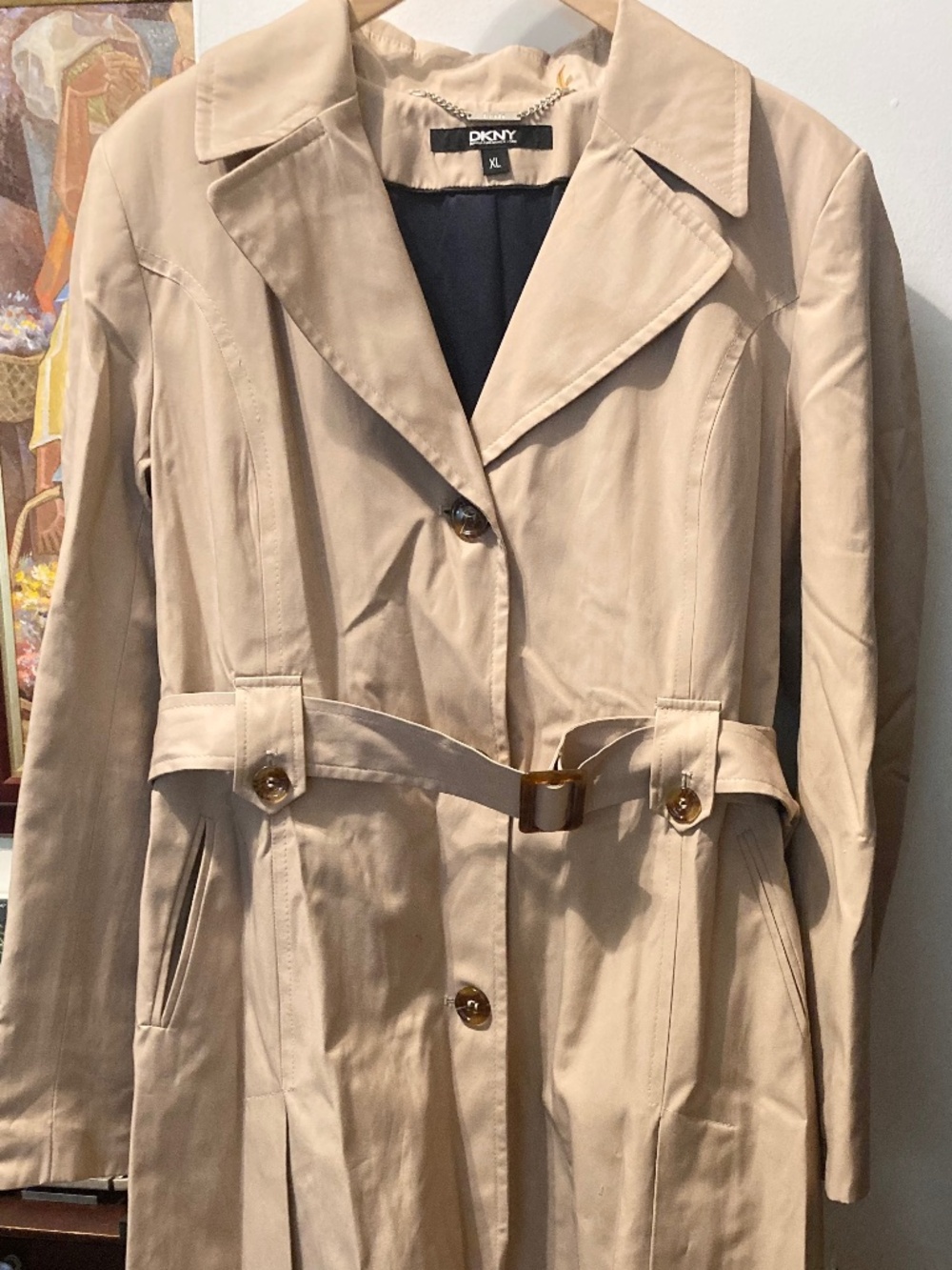 DKNY Single-Breasted Belted Trench Coat